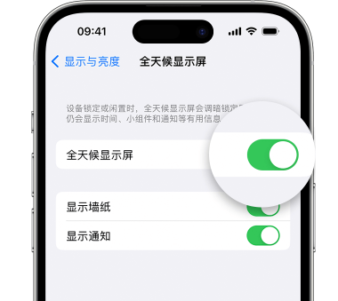 青海苹果15预约维修分享iPhone15如何设置全天候显示屏幕可见 